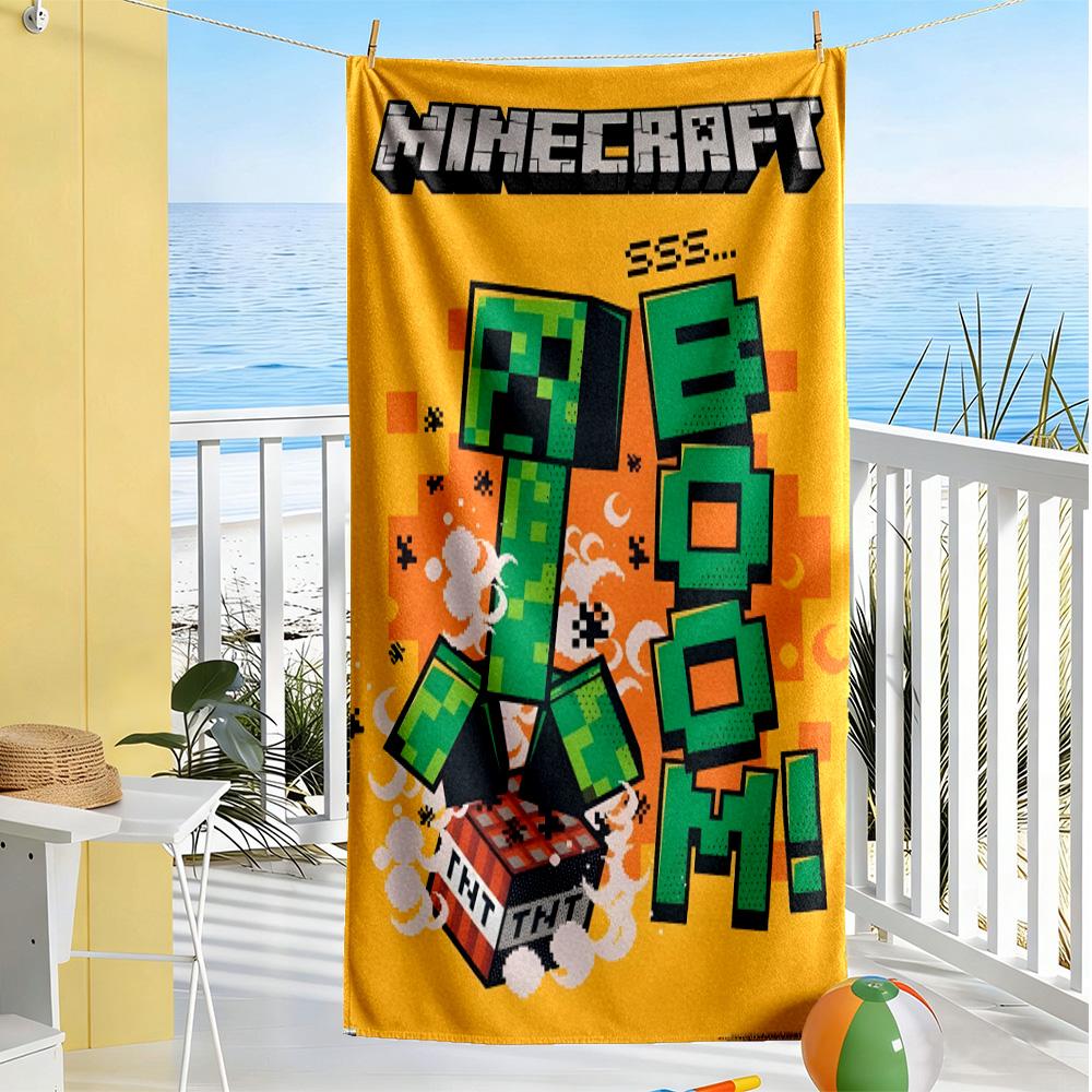 Minecraft Creeper Pixel Art soft beach towel lightweight Picnic mat, yoga & fitness, camping blanket Outdoor Accessory Spiritual Gift