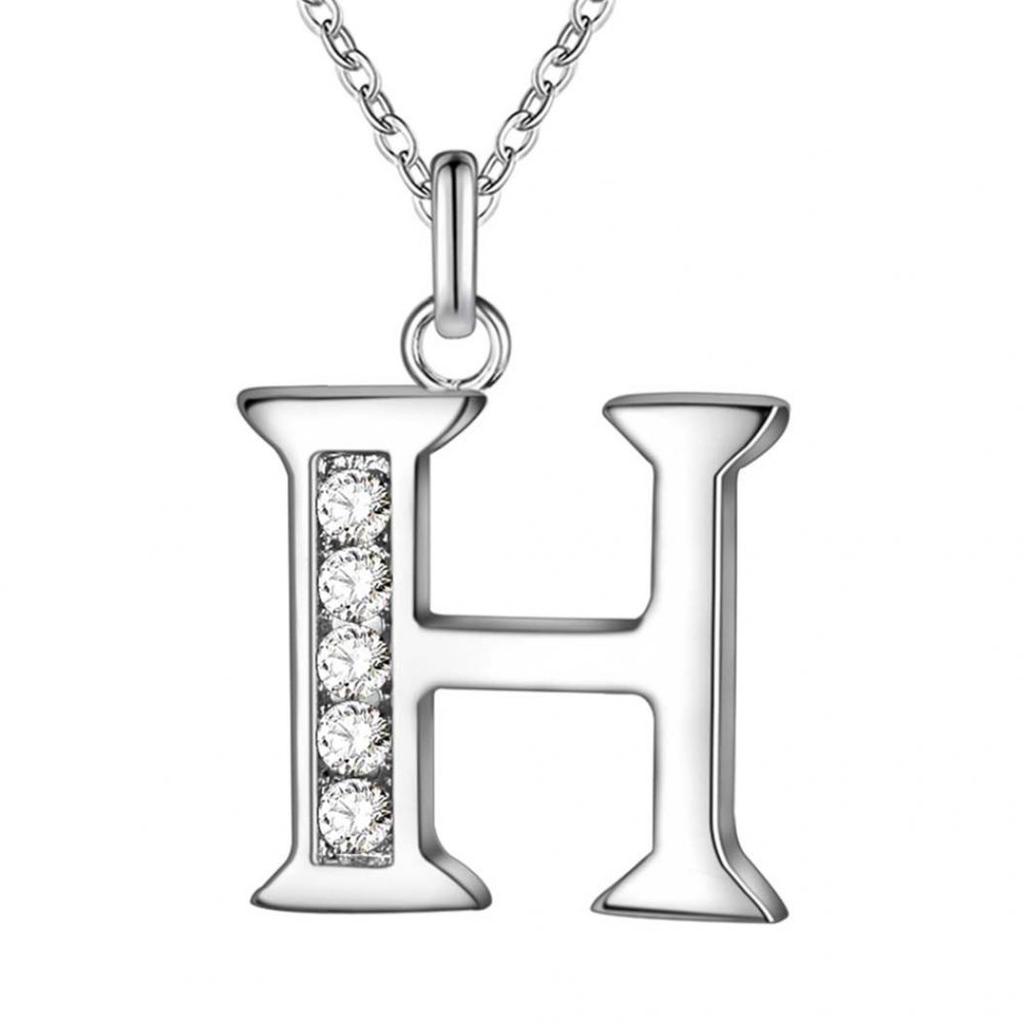 Simple Shiny Zircon 26 English Letters Pendant Women Men Thin Necklaces Jewelry MIT