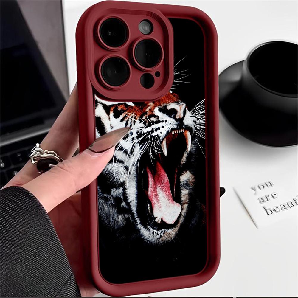 LZ30 Tiger Lion Cat Silicone Phone Case for iPhone 11 13 14 15 16 Pro Max 7 8 16 Plus 12 Mini XS Max XR Shockproof Back Cover
