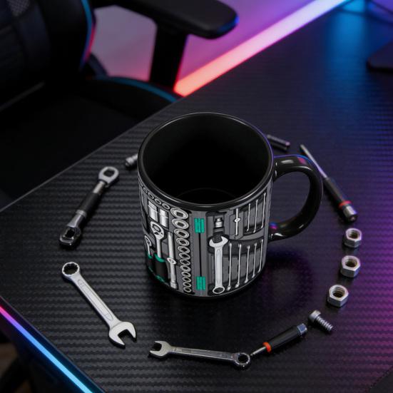 Набор инструментов механика Керамическая кружка Большая кофейная чашка Подходит для мытья в посудомоечной машине и микроволновой печи Ручная работа для питья