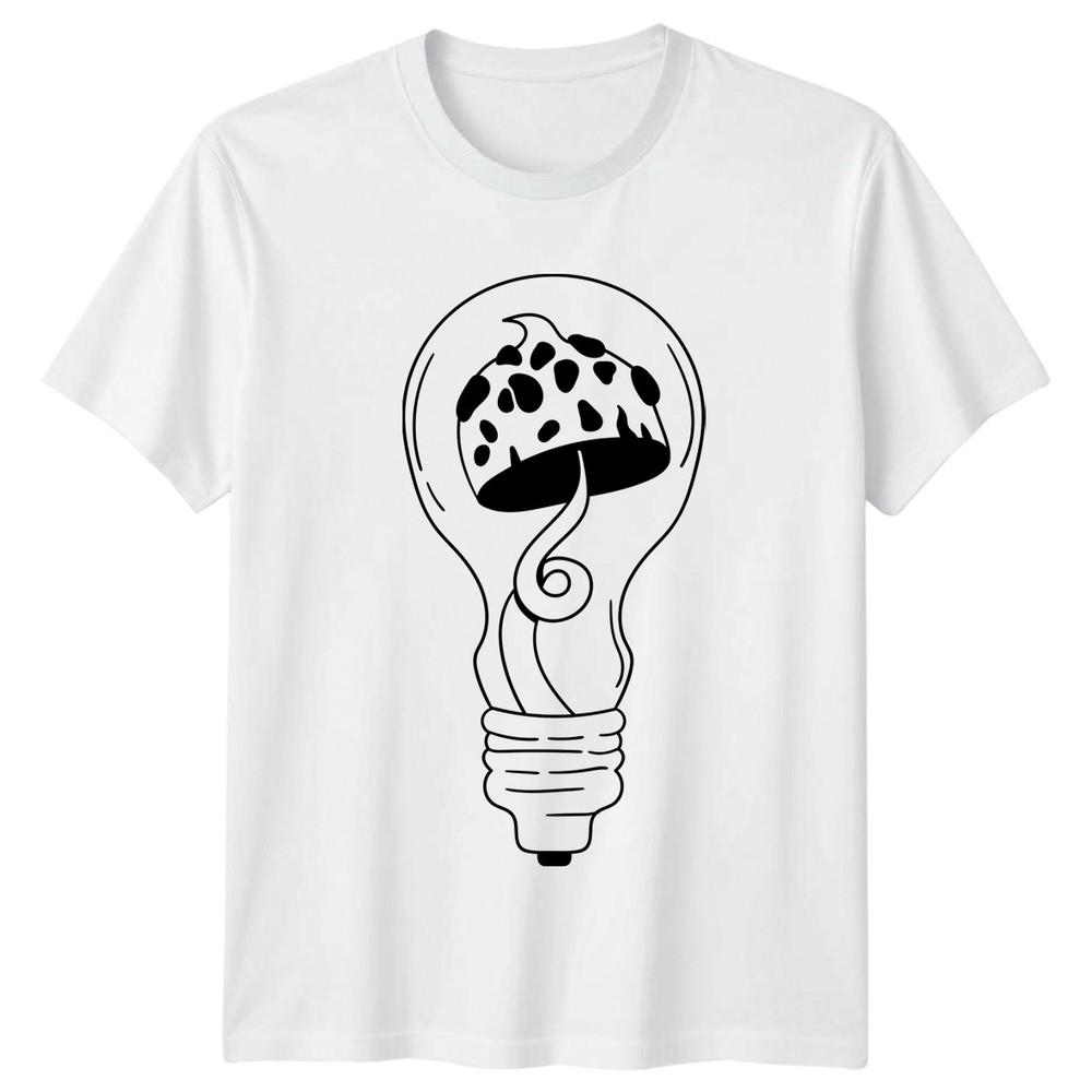 Mushroom Inside Lightbulb Idea TShirt Nature Abstract Birthday