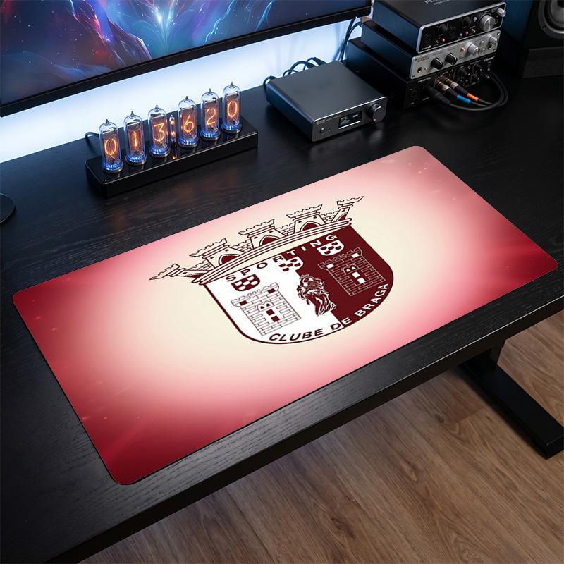 Braga FC Theme Pattern Mouse Pad, Soccer Logo Design XXL Gaming Desk Mat Non-Slip Computer Mouse Pad