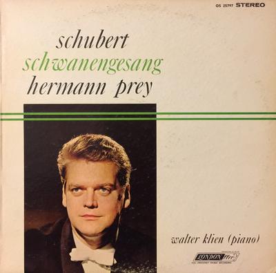 Виниловая пластинка ГЕРМАНН ПРЕЙ ВАЛЬТЕР КЛИЕН Шуберт SCHWANENGESANG OS25797 LONDON 1963 США Классическая Б/У