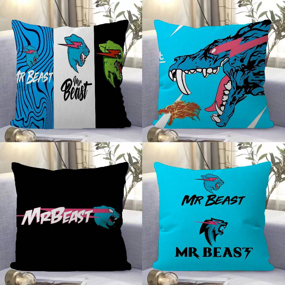 Игровой блогер MrBeast Наволочки Мультяшные Декоративные для Дивана Дома Двусторонние Короткий Плюш Милые Наволочки