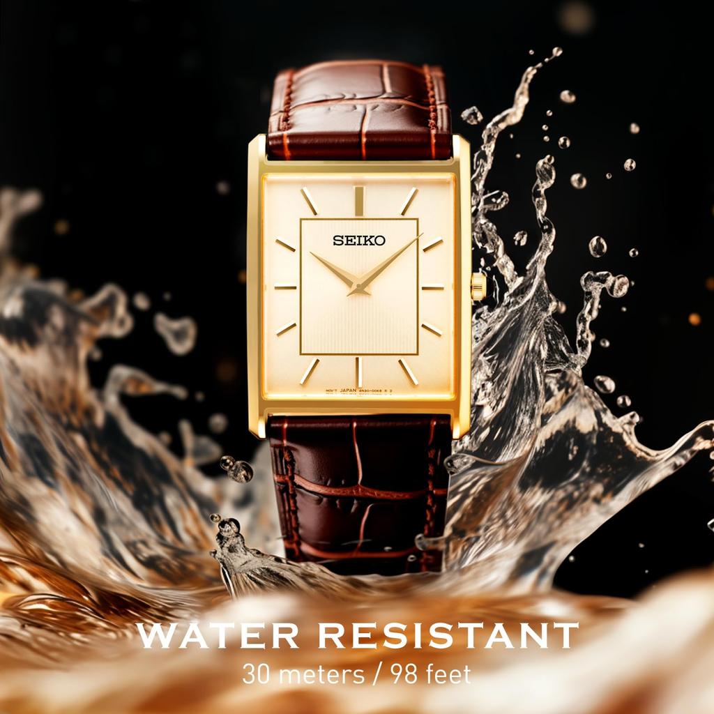 Seiko Мужские Классические Часы SWR064 Нержавеющая Сталь Кварц Кожаный Ремешок Коричневый Размер 10