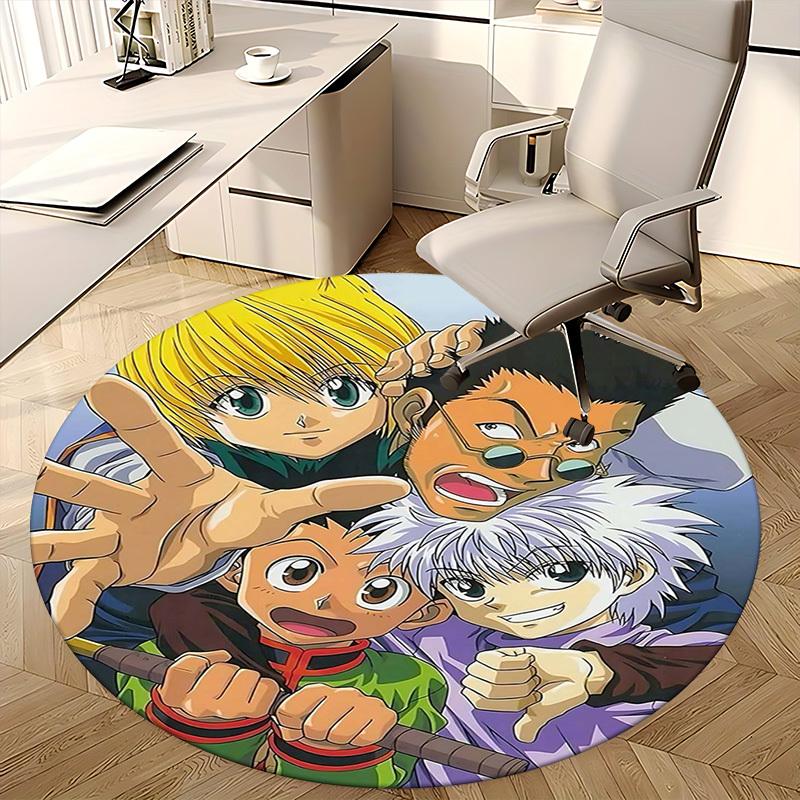 1pc Anime Cartoon Design Round Carpet - Office Chair Mat, Non-Slip Rug for Home Decor, Living Room, Bedroom, Game Room, Dormitory Flooring Gift Idea.W