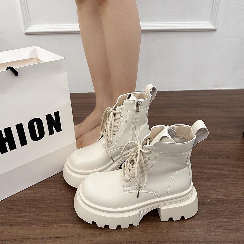 Ботильоны с толстой подошвой в стиле Майяр, осенние новые, в британском стиле, с круглым носком, ретро, маленькие ботинки Мартина женские