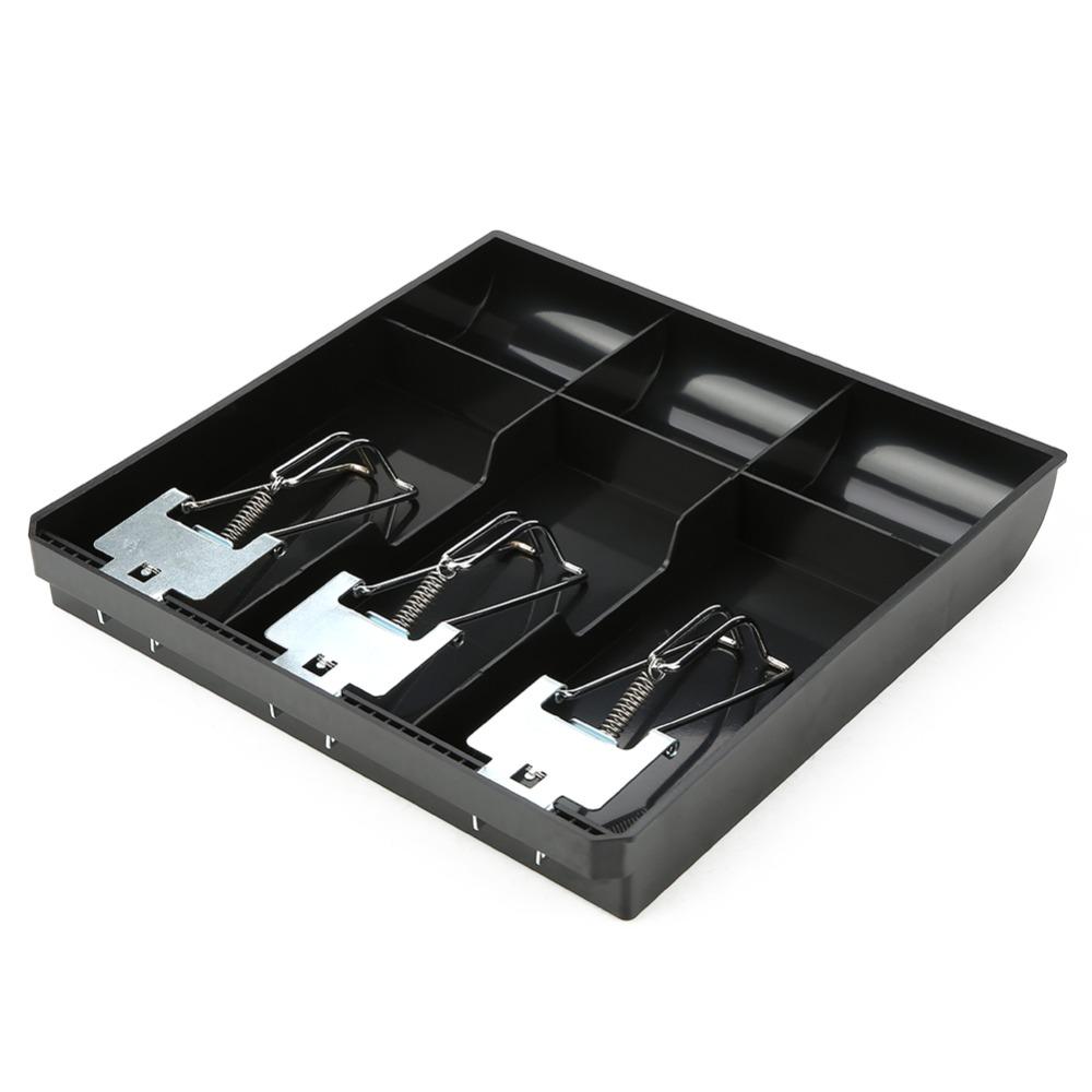 Black ABS Plastic Cash Drawer Insert Tray Three Compartments Money Tray Cashier