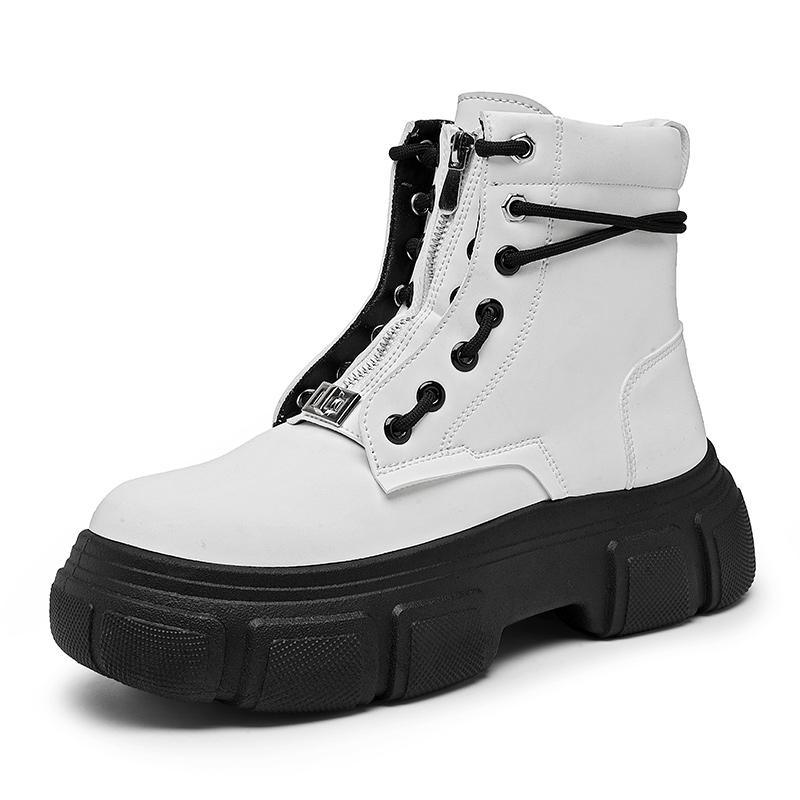 Мужские мотоциклетные ботинки в евро-американском стиле, дизайнерские белые ботинки на молнии, мужские ботинки на платформе, модная обувь для активного отдыха с высоким берцем