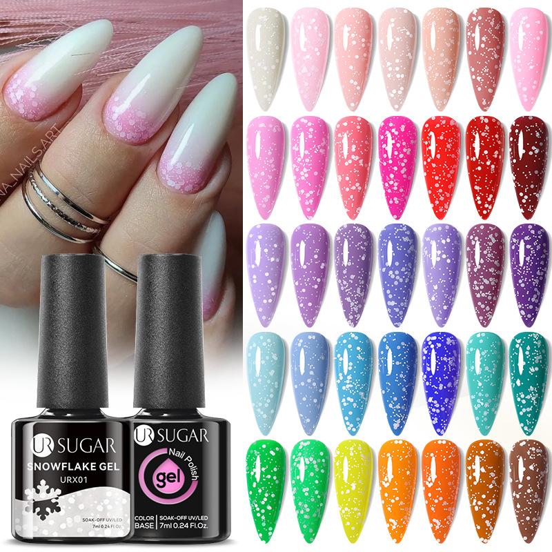 Универсальный гель-снежинка, популярный дизайн ногтей осенью и зимой, рождественский гель-снежинка с блестками