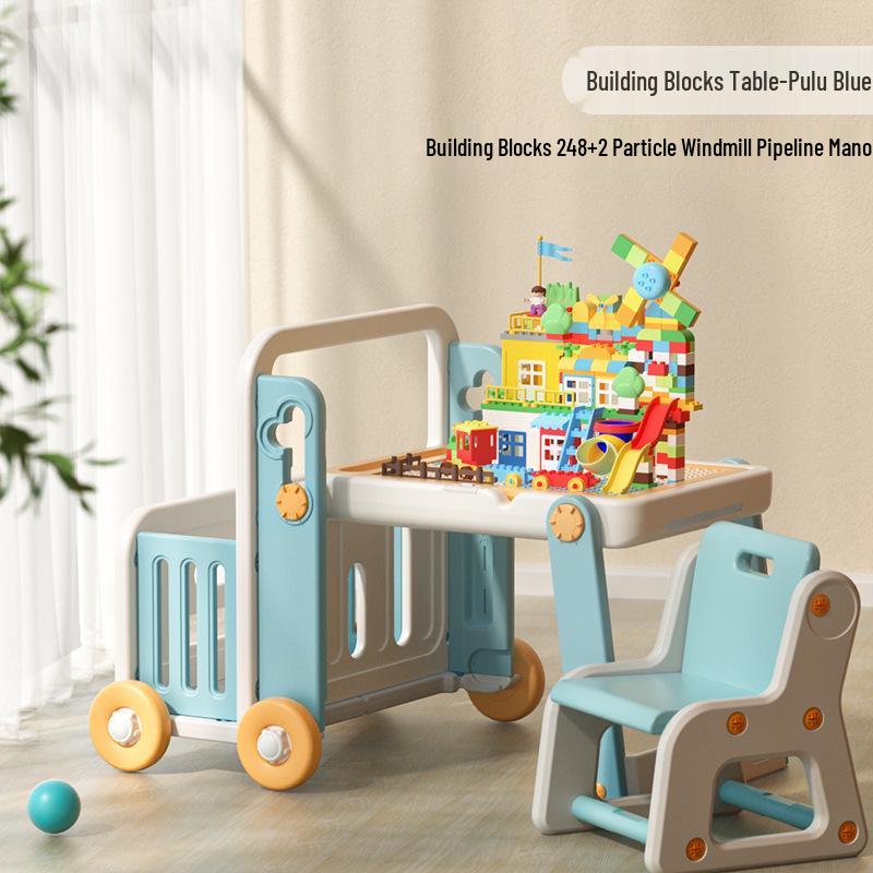 Manlong Convertible Building Block Table & Foldable Drawing Board - Educational Game Table for Boys & Girls, Ideal First Birthday Gift