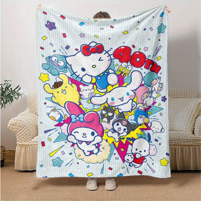 1pc Hello Kitty & Friends Blanket, Home Decorative Throw Blanket, All Seasons Use, Living Room, Travel, Camping, Car Blankets, Beach, Office Naps, Gif