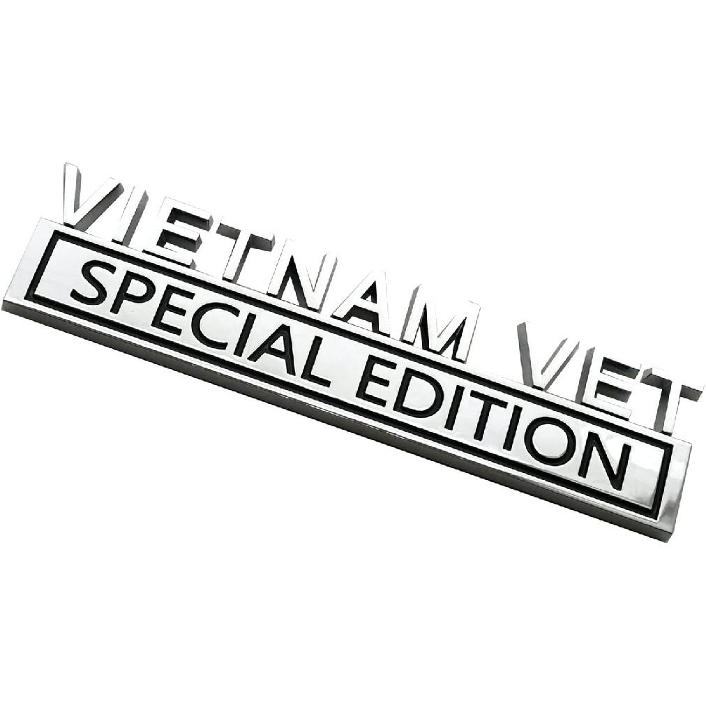 2PCS Vietnam Vet Special Edition Emblems 3D Raised Decals Exterior Truck Stickers Fender Vietnam Veteran Badges Replacement for F150 F250 F350 Chevy