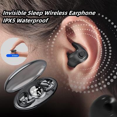 Беспроводные наушники Invisible Sleep с чехлом для зарядки, скрытые наушники Bluetooth 5.3, легкий вес, удобство ношения, водонепроницаемость IPX5 с шумоподавлением
