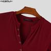 INCERUN Men V Neck Short Sleeve Bandage Rib Casual Fitted Short T-shirts Tops