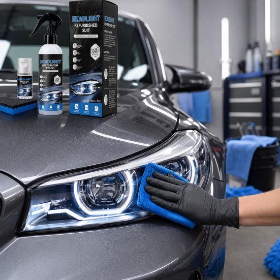 Headlight Restoration Spray, 180ml Ceramic Coating for Yellowed Headlights, UV Protection Cleaner Polish for Car Front Lenses