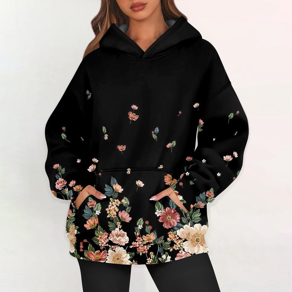 Женские худи оверсайз из флиса, толстовки с длинным рукавом, пуловеры с карманом