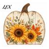 Thanksgiving Table Centerpiece Fall Pumpkin Decoration, Rustic Block Wooden Sign, Autumn Vintage Tiered Tray Decor Farmhouse Tabletop for Shelf Mantel