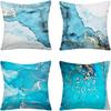 Blue Tone Ink Pillowcase Bedroom Sofa Decorative Cushion Cover with Zipper Pillowcase