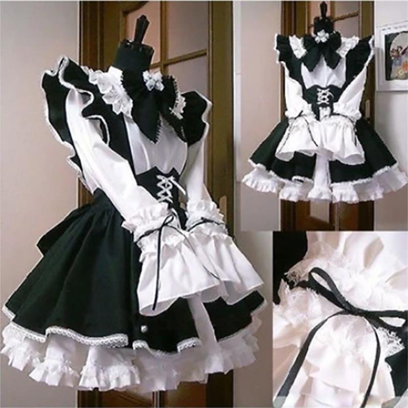 Women Maid Outfit Lolita Cosplay Cute Sexy Erotic Kawaii Cafe Costume Black White Men Uniform Apron Dress Cute