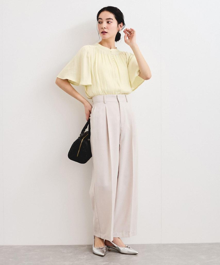 Bis Cream Women's 2-Way Split-Fiber Half-Sleeve Blouse,