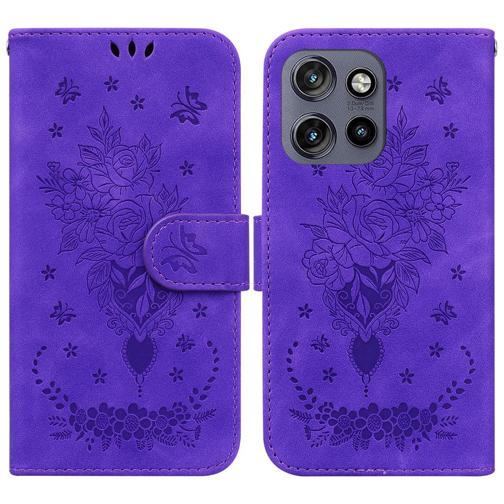 For Motorola Edge 50 Neo 5G/Moto S50 5G/Thinkphone 25 5G Case PU Leather Wallet Phone Cover Butterfly Flower Imprint