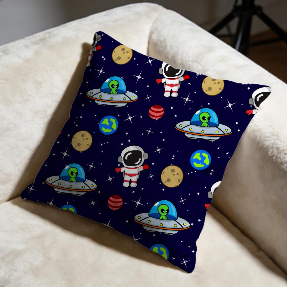 Outer Space Cartoon Cushion Cover Soft Decorative Pillow Case Suitable for Bedroom Sofa Car Travel Use
