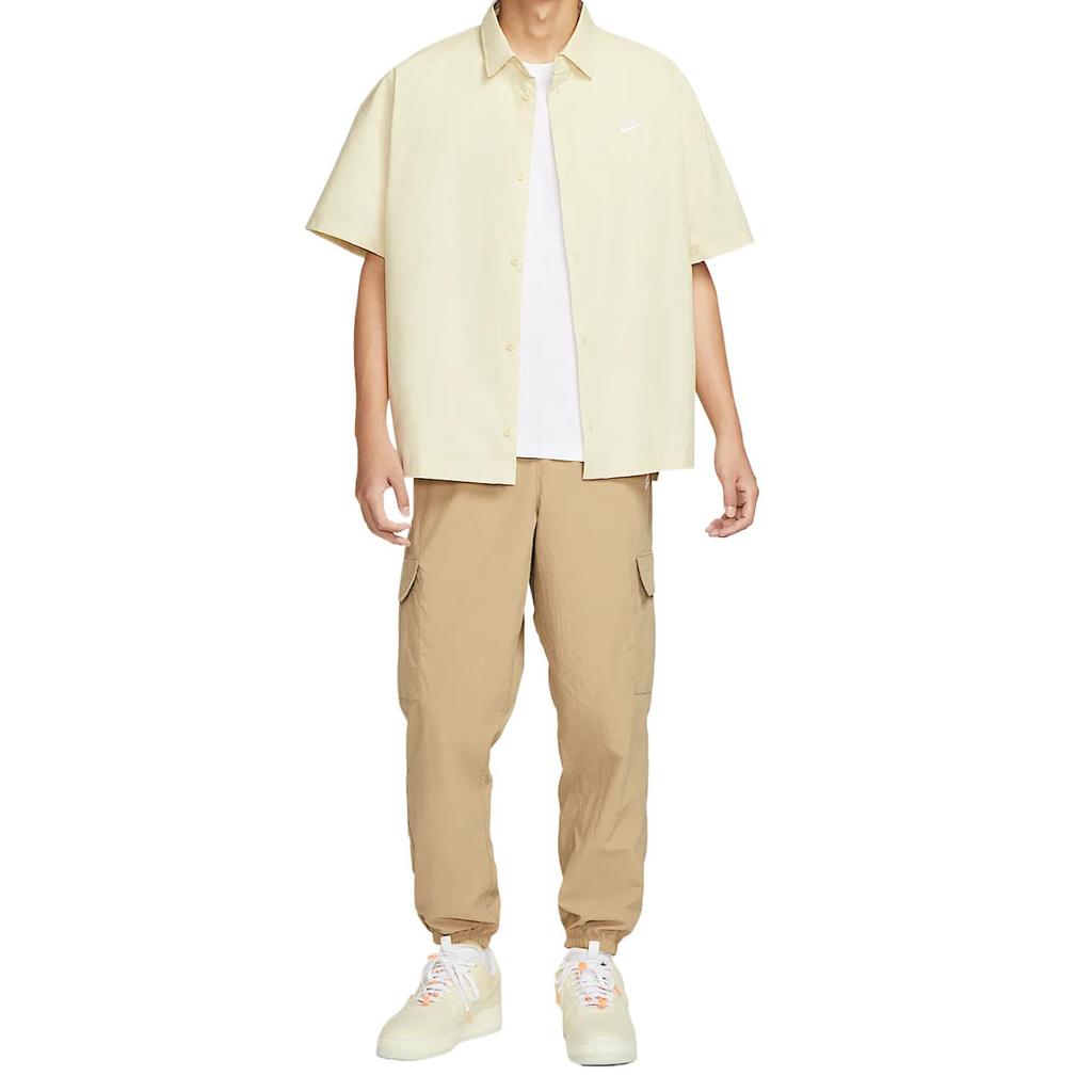 Nike Клуб SS25 Удобная Приятная к коже Модная Универсальная Футболка с коротким рукавом Мужские рубашки Светло-хаки Белый HJ2027234
