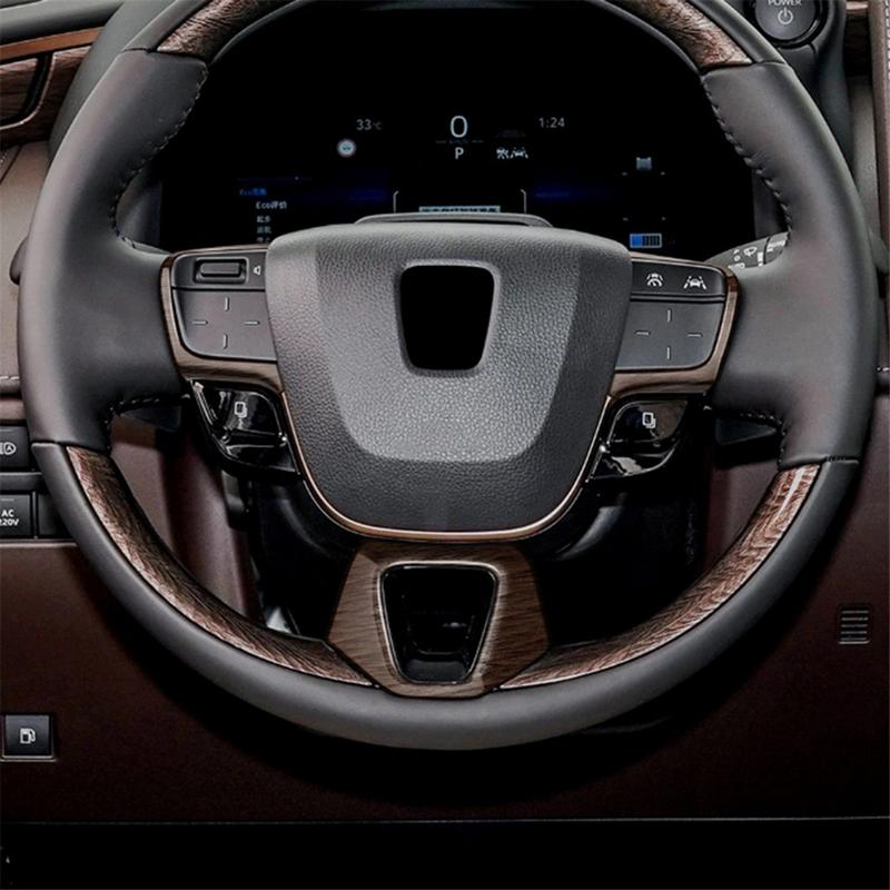 A87Q-Car Wood Grain Steering Wheel Trim Frame Cover Sticker Car Inner Accessories for Toyota Alphard 40 Series + LHD