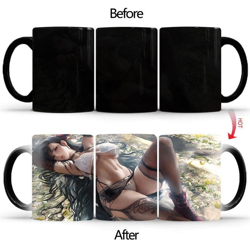 Сексуальная черная кружевная волшебная кружка BSKT-165 Чашки и кружки Керамическая чашка Кружки, меняющие цвет, обесцвечивающие кофейные кружки Аниме Персонализированные подарки