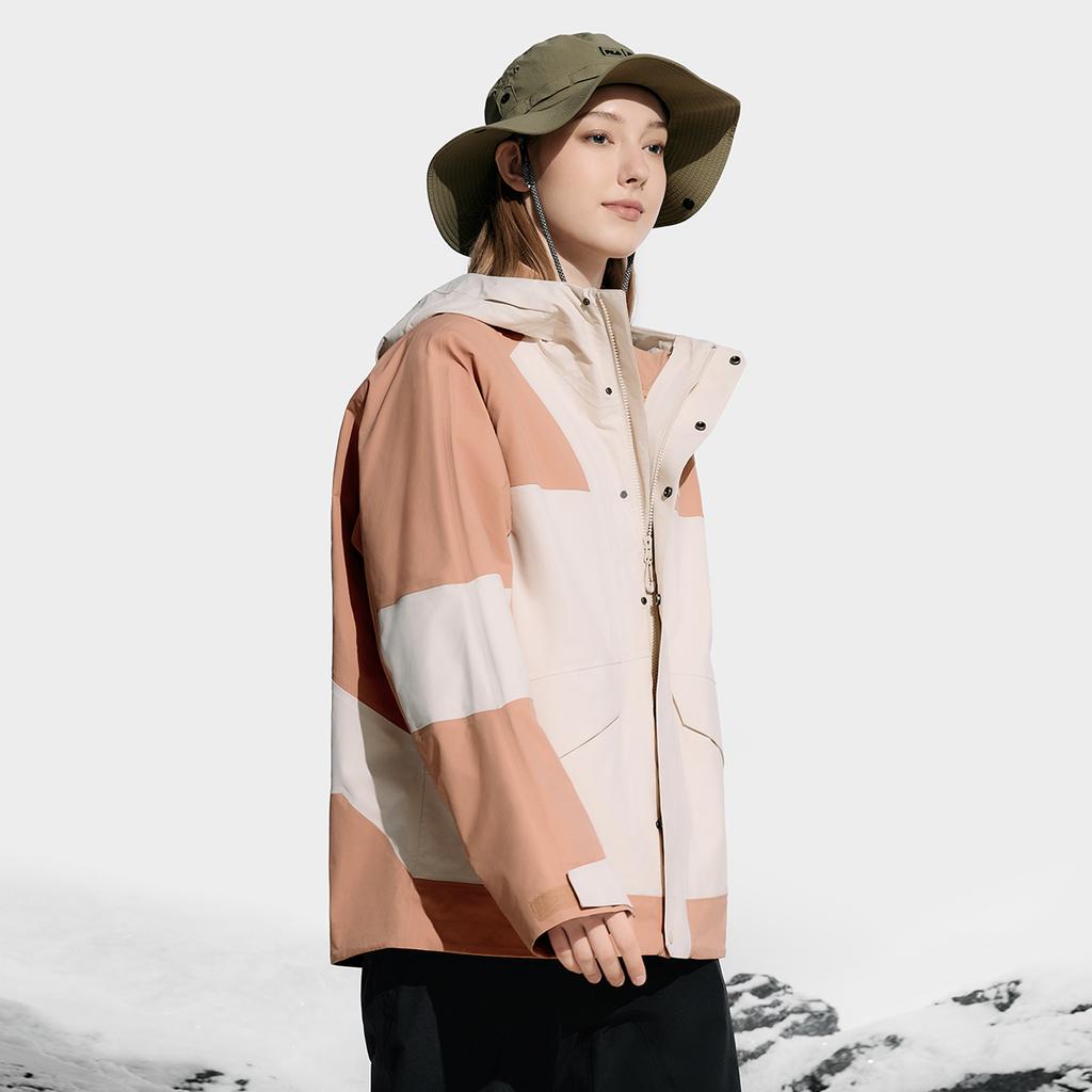 Men's Jacket FILA Waterproof And Windproof To Keep Warm Windbreaker Jacket Unisex Light Beige Khaki