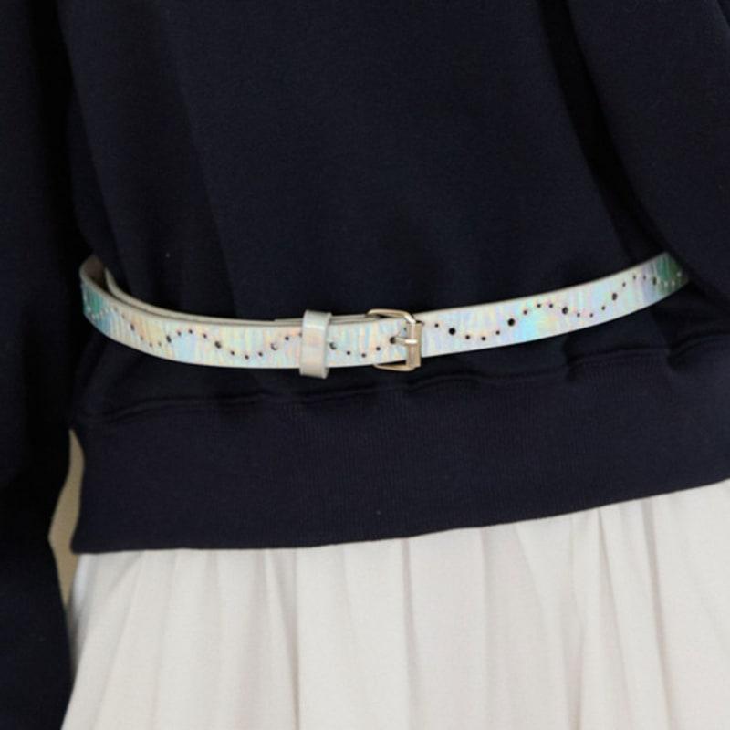 PINK PINEAPPLE DRAW PUNCHING BELT_SILVER