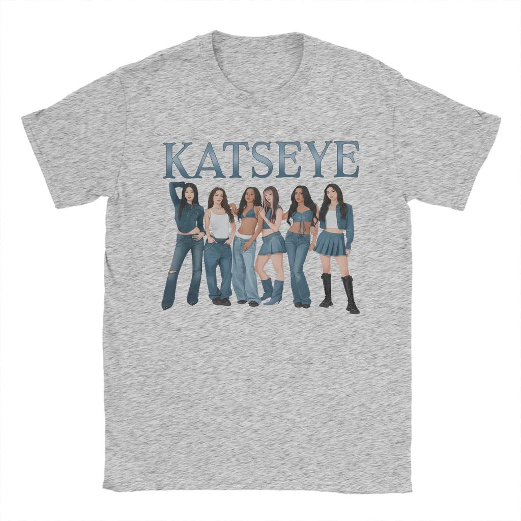 Katseye Denim Outfit Collage Fan Tribute Cotton TShirt Loose Fit for Global Girl Group Stans Comfortable Fashion Tshirts