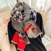 2024 Autumn/Winter New Thickened Warm Double Sided Two Tone Tassel Imitation Cashmere Scarf, High Grade Shawl Neck