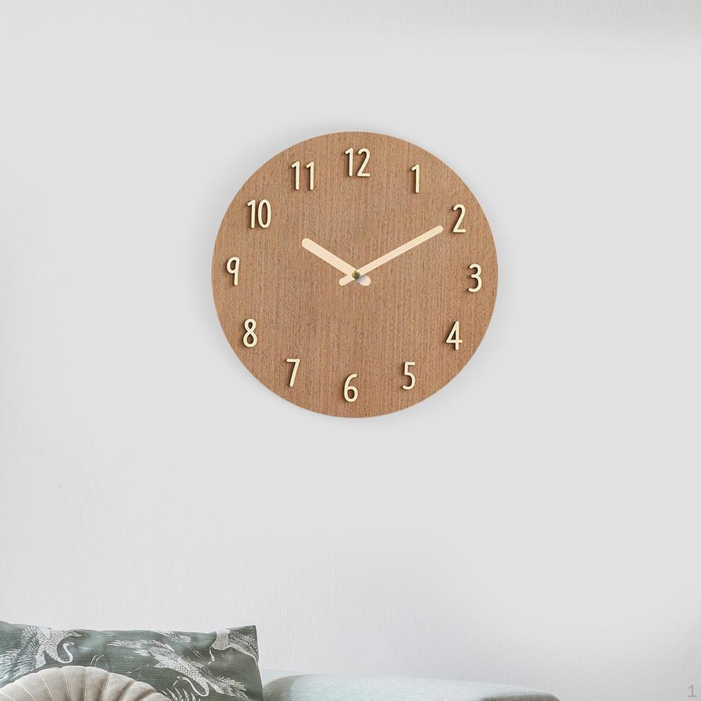 Round Hanging Clock Non Ticking 12inch Silent Movement Wall Watch for Anniversary Dorm Kitchen