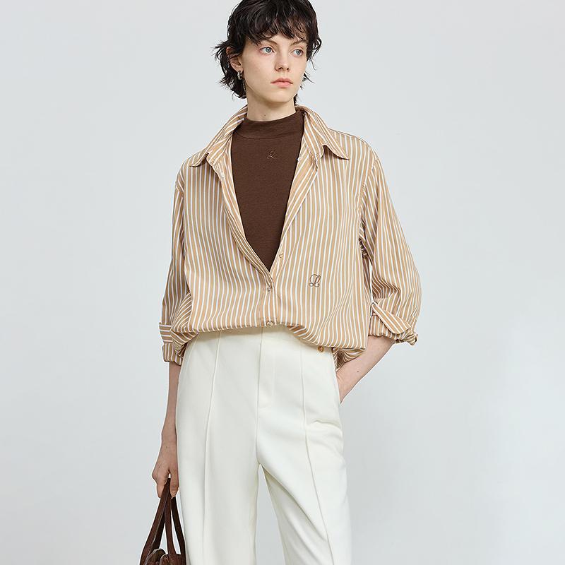 LILY vertical striped long-sleeved shirt jacket for women