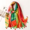 Fashion Luxury Brand Ombre Color Blocked Tassel Viscose Shawl Scarf Lady High Quality Wrap Pashmina Stole Bufandas Muslim Hijab