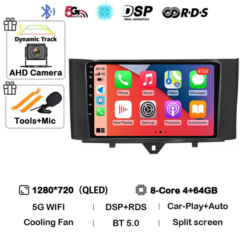 Android 14 Carplay автомобильное радио для Mercedes Benz Smart Fortwo 2006 -2011 2012 2013 2014 2015 мультимедийный видеоплеер GPS стерео 4G