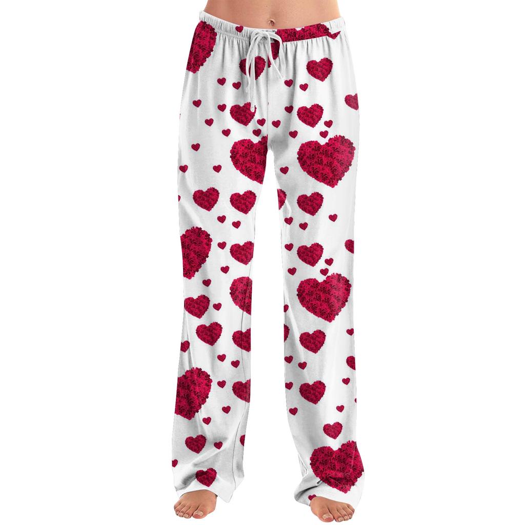 Женские пижамные штаны, одежда для сна, повседневные брюки с эластичной резинкой на талии, удобные прямые свободные брюки для йоги