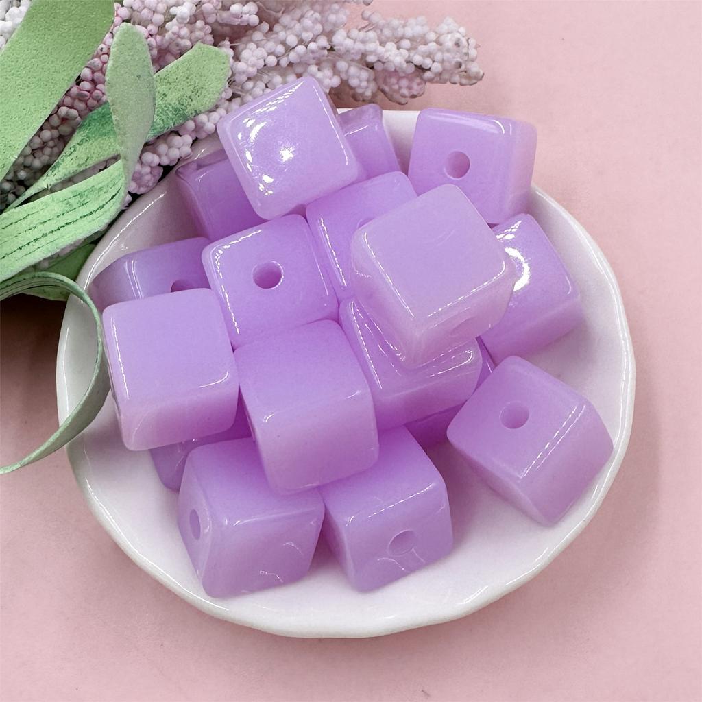 Making 20Pcs Material Creative Square Acrylic Fashion for Bracelets Earrings DIY Jewely Accessories Loose Beads Jelly Color About 13mm