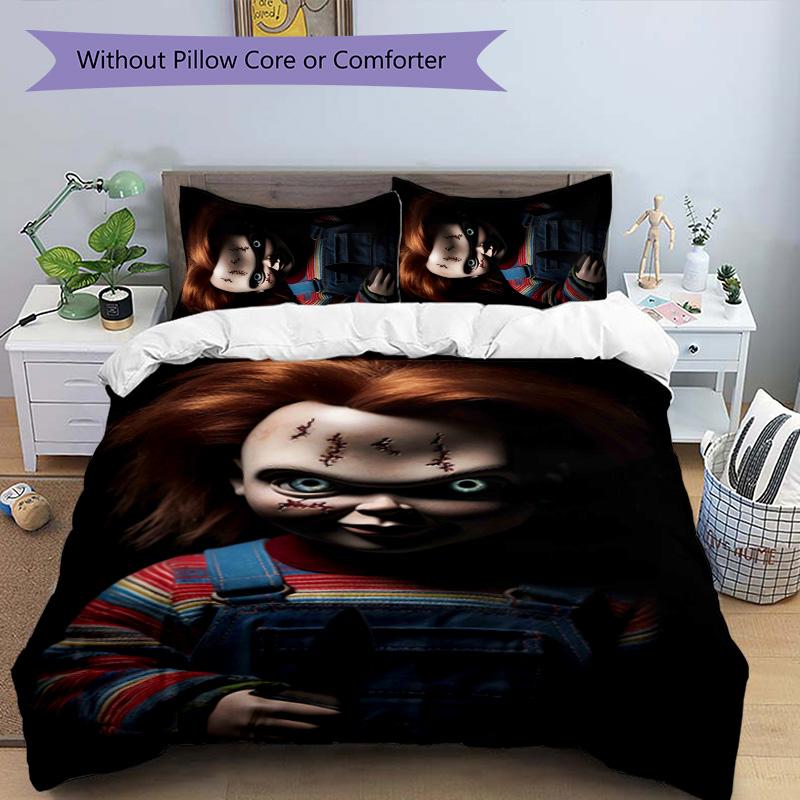 Chucky 3pcs Bedding Set Duvet Cover Closure Includes 1 Duvet Cover & 2 Pillowcases for All Seasons Bedroom Home Dorm Decor