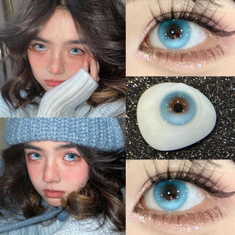 Mill Creek 2 шт. Синие контактные линзы с радужной оболочкой Яркие 14,2 мм Косплей Аниме Глаза Люминесцентное тело Летние синие контактные линзы для ежегодного использования