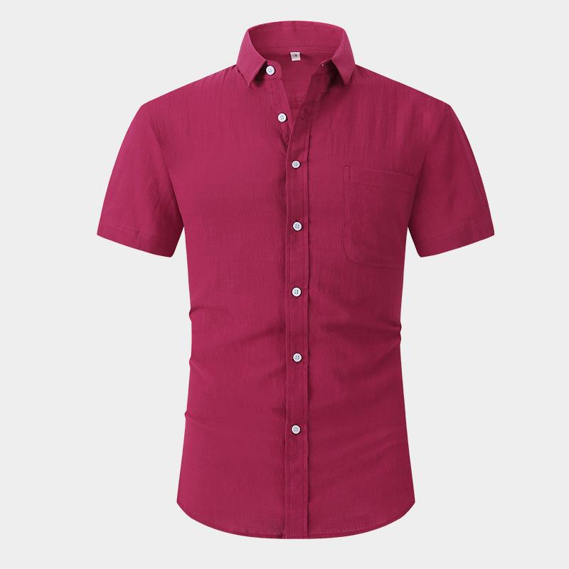 Мужские летние однотонные рубашки с коротким рукавом на пуговицах, повседневная деловая классическая рубашка для мужчин, модные дышащие мягкие рабочие рубашки с лацканами