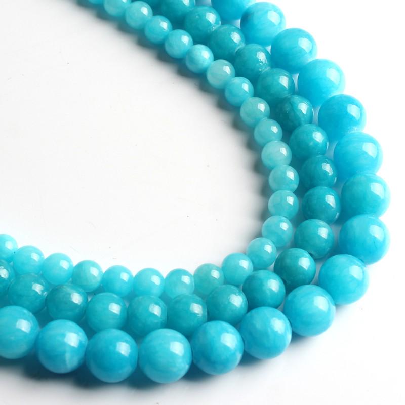 Круглые бусины из синего нефрита для изготовления ювелирных изделий, диаметр 6/8/10/12 мм, длина 15 дюймов.