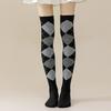 1 Pair Winter Socks Rhombus Printing Over-the-knee Socks Warm Extra Loose Ankles Contrasting Color Stockings for Daily Wear Dancing