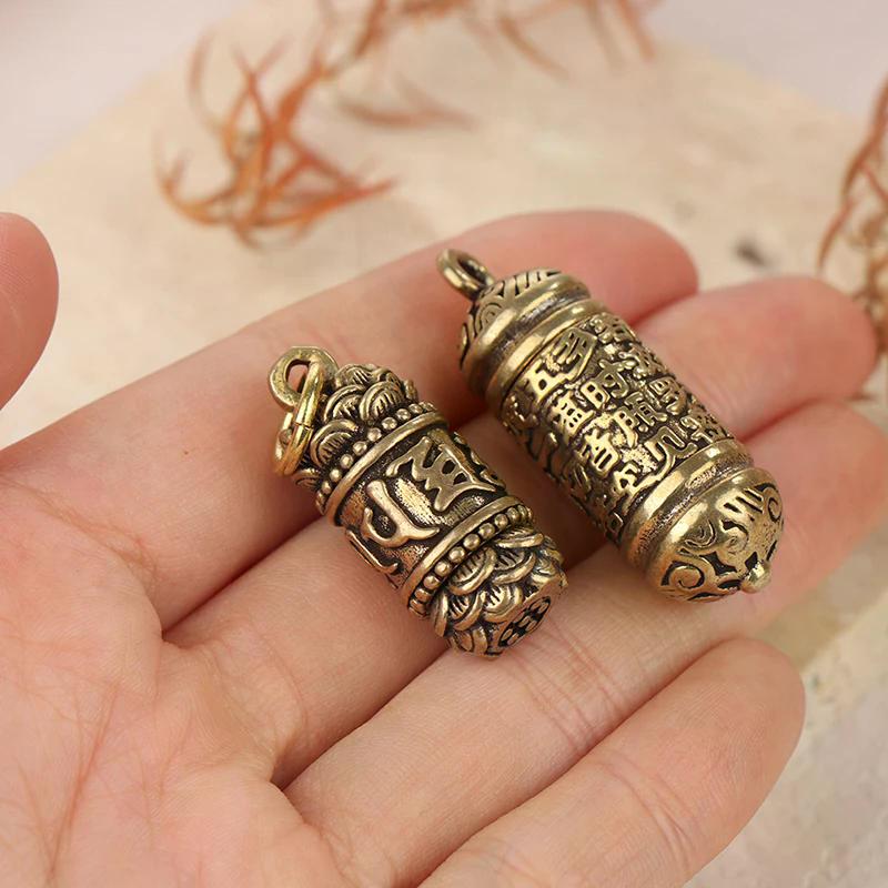 1 шт. полая латунная бутылка Будды сутра цилиндр кулон брелок ручной работы винтажная таблетка контейнер бутылка