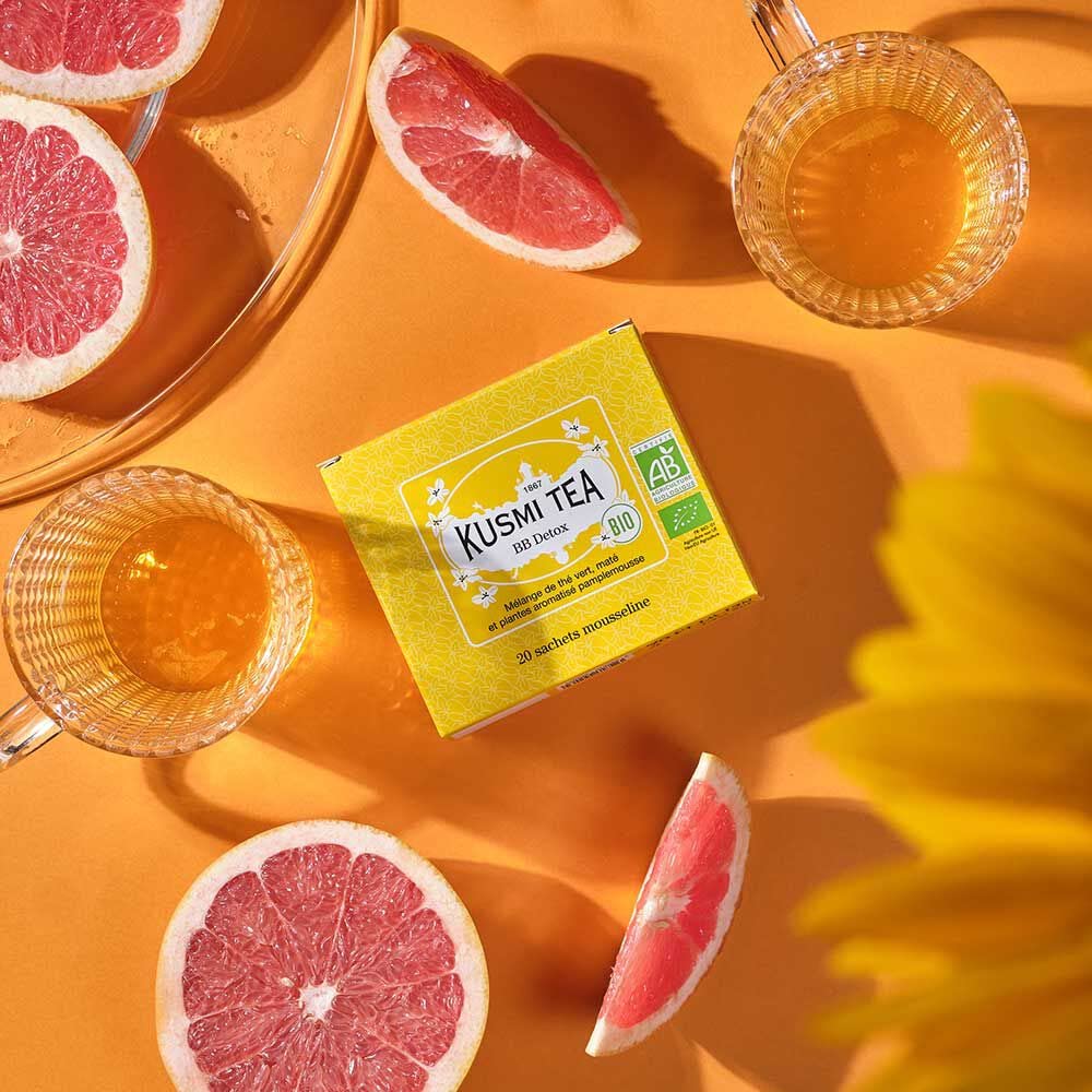 KUSMI TEA ExPure Addict, 20 чайных пакетиков (Не в индивидуальной упаковке), Органический сертифицированный JAS ройбуш, йерба мате, зеленый чай [Официально импортированный]