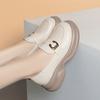 Fashion British Style Thick Bottom Chunky Platform Shoes Women Loafers Soft Leather 2024 Spring Med Block Heels Shoes For Office Mom