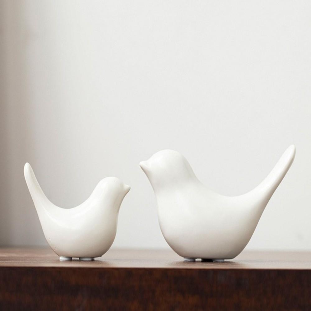 Black White Bird Sculpture Nordic Style Animal Statue Ornaments Bird Ceramic Figurines Home Decor