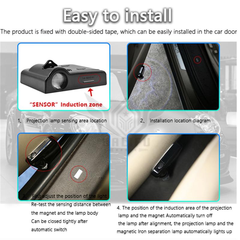 AABIZ1 1PCS For GT Hyundai Kia Ceed Forte RIO STINGER Seltos K3 K5 Sorento Logo Led Car Door Welcome Lights Laser Projector Decor Lamp